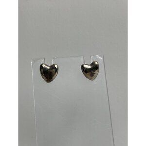 Silver Tone Heart Shaped Stud Earrings For Women